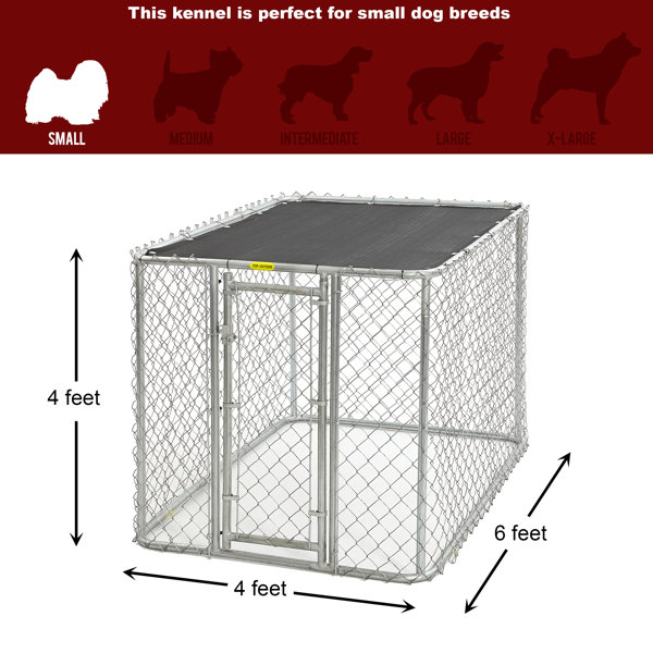 Small chain store link dog kennel